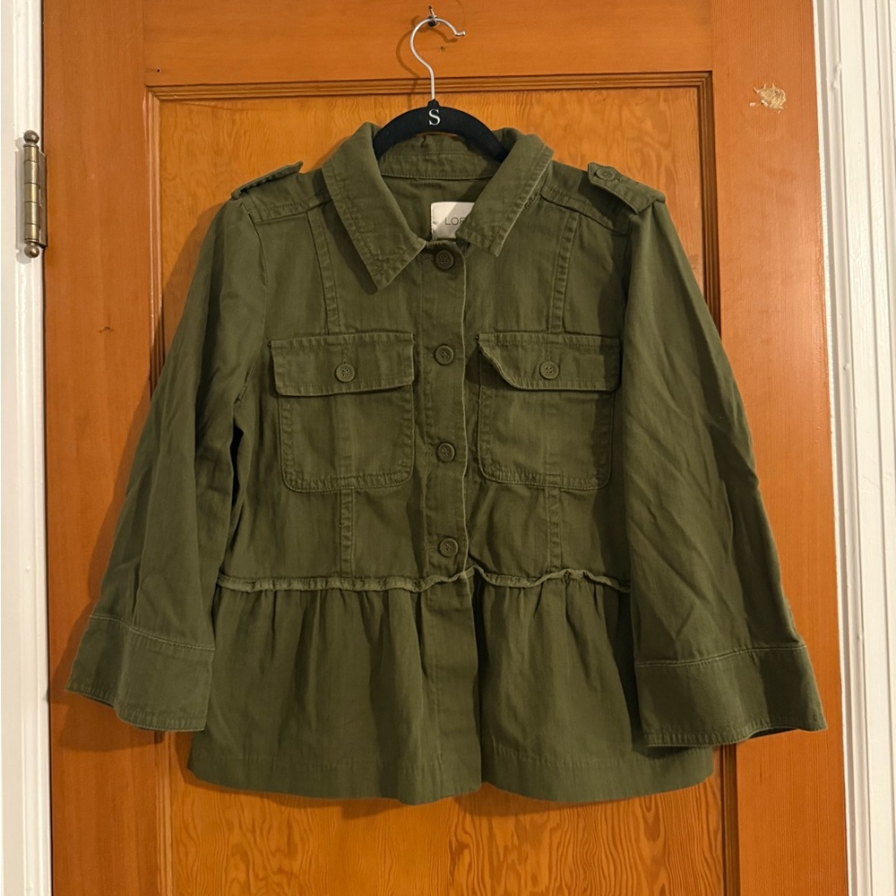 Loft Olive Green Peplum Utility Jacket Size Medium